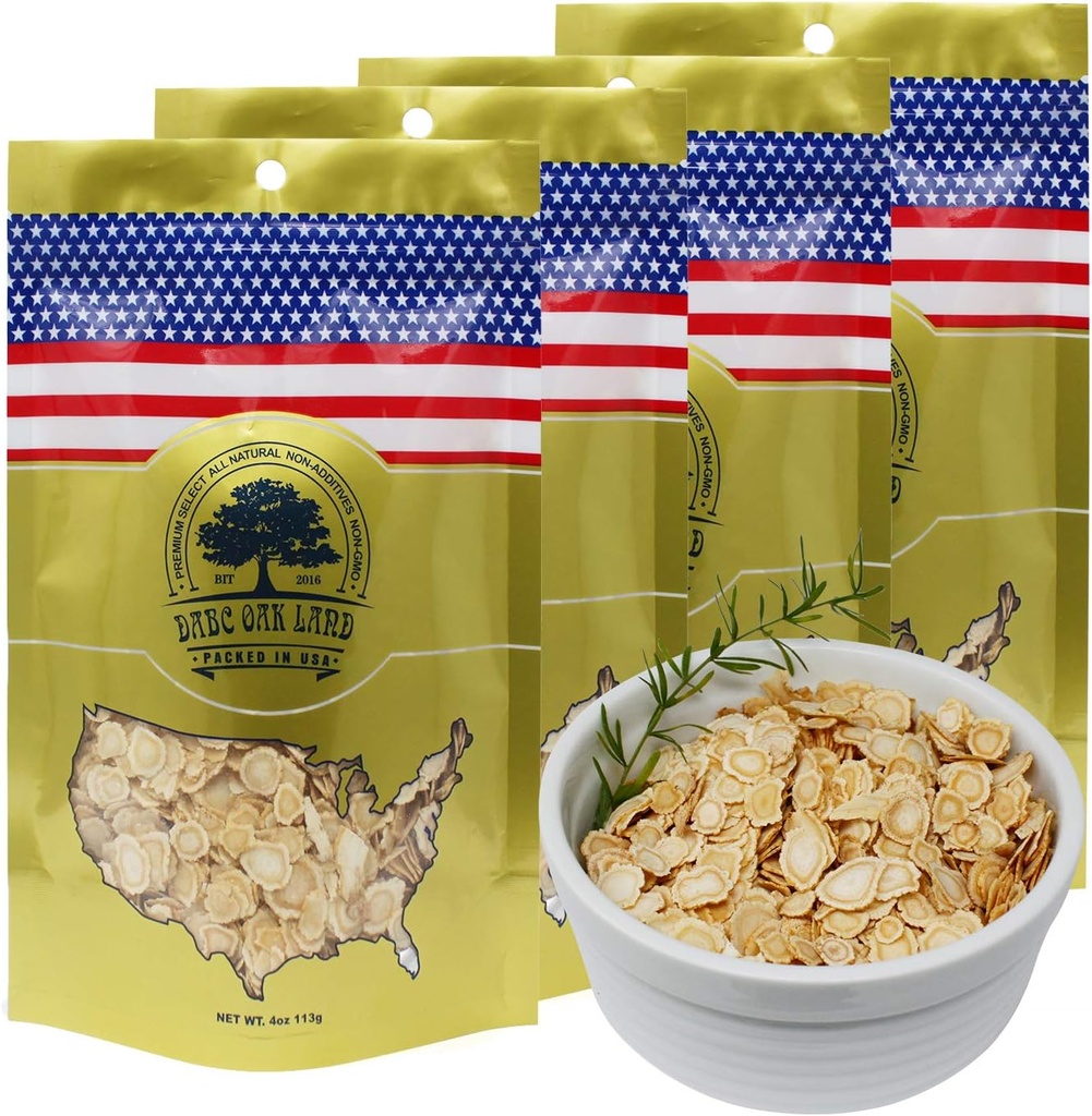 4 Bags of American Ginseng Slices from Wisconsin, DOL American Wisconsin Ginseng Slices Root for Tea, Energy for Men Women Mental Health Boosts Immunity, Gluten Free, 花旗参/西洋参 4 Bag of 4OZ,16 Ounces