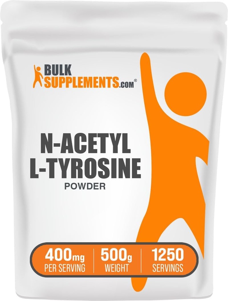 BulkSupplements.com Poudre N-acétyl L-Tyrosine - Supplément à la tyrosine, poudre NALT, supplément à l'acide amino - Sans aromatisants et sans gluten, 400mg par portion, 500g (1,1 lb) (paquet de 1)