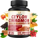 Ceylan Capsules de cannelle avec HCl berbère, vinaigre de cidre de pomme, curcuma, ginseng, poivre noir - 6in1 pour soutenir la fonction immunitaire - 120 Compte