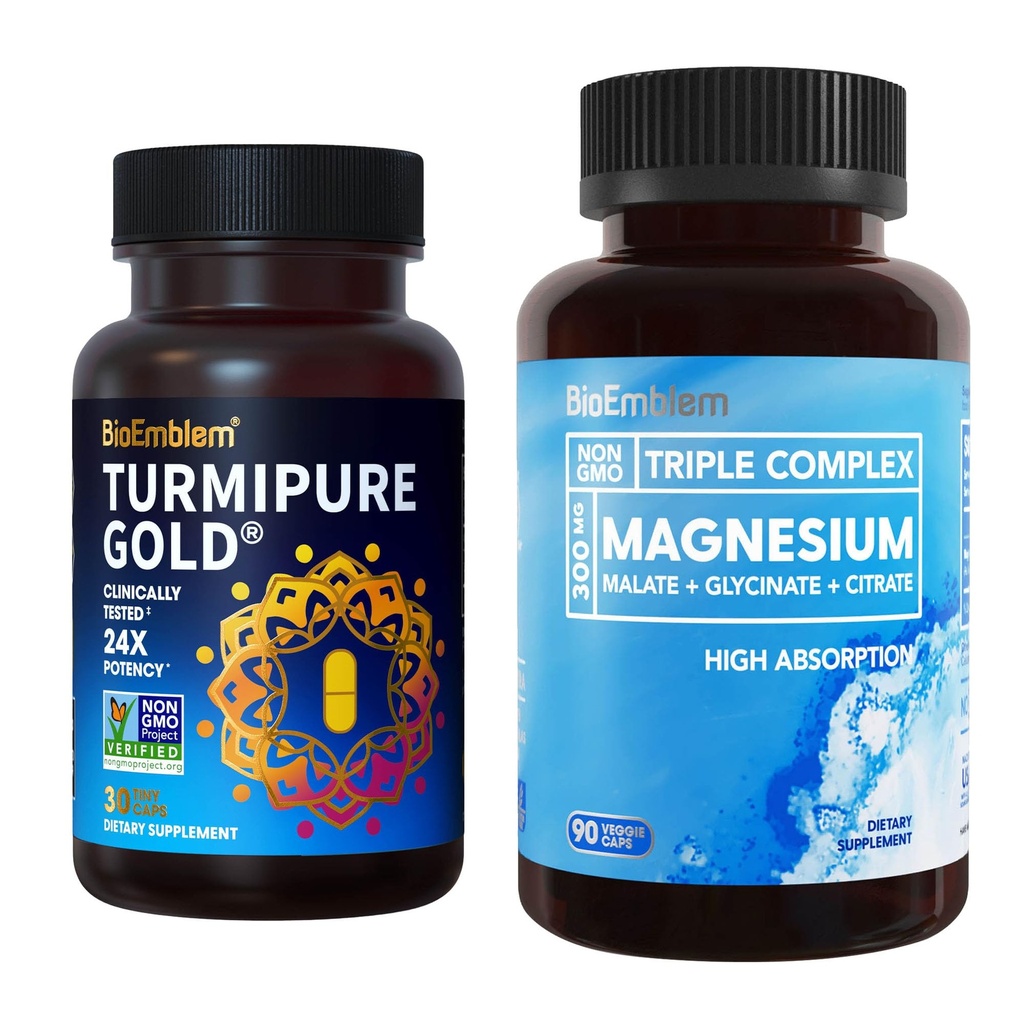 BioEmblem Triple Magnésium Complexe et BioEmblem Curcumine Turmère avec des études cliniques TurmiPure