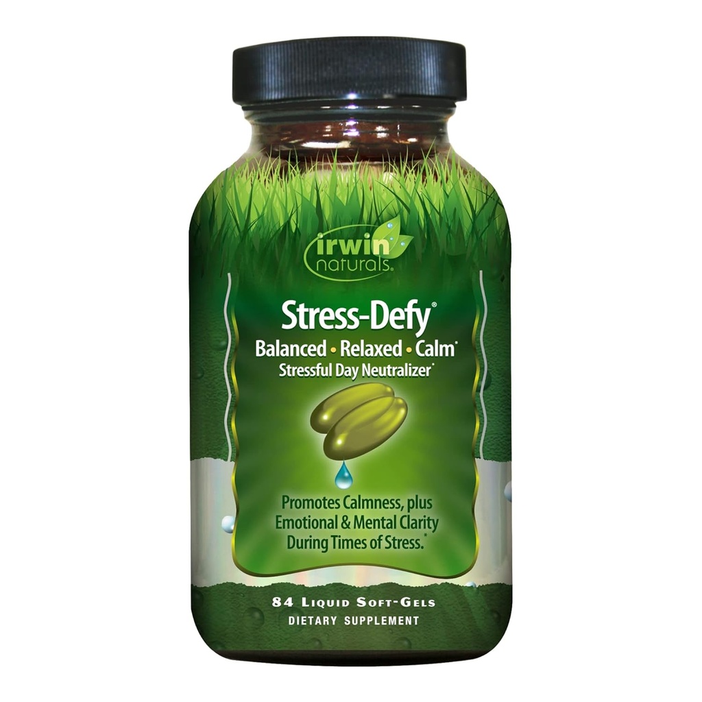 Irwin Naturals Stress-Day - 84 Liquid Soft-Gels - favorise le calme et la détente - avec Rhodiola & L-Theanine - 84 portions