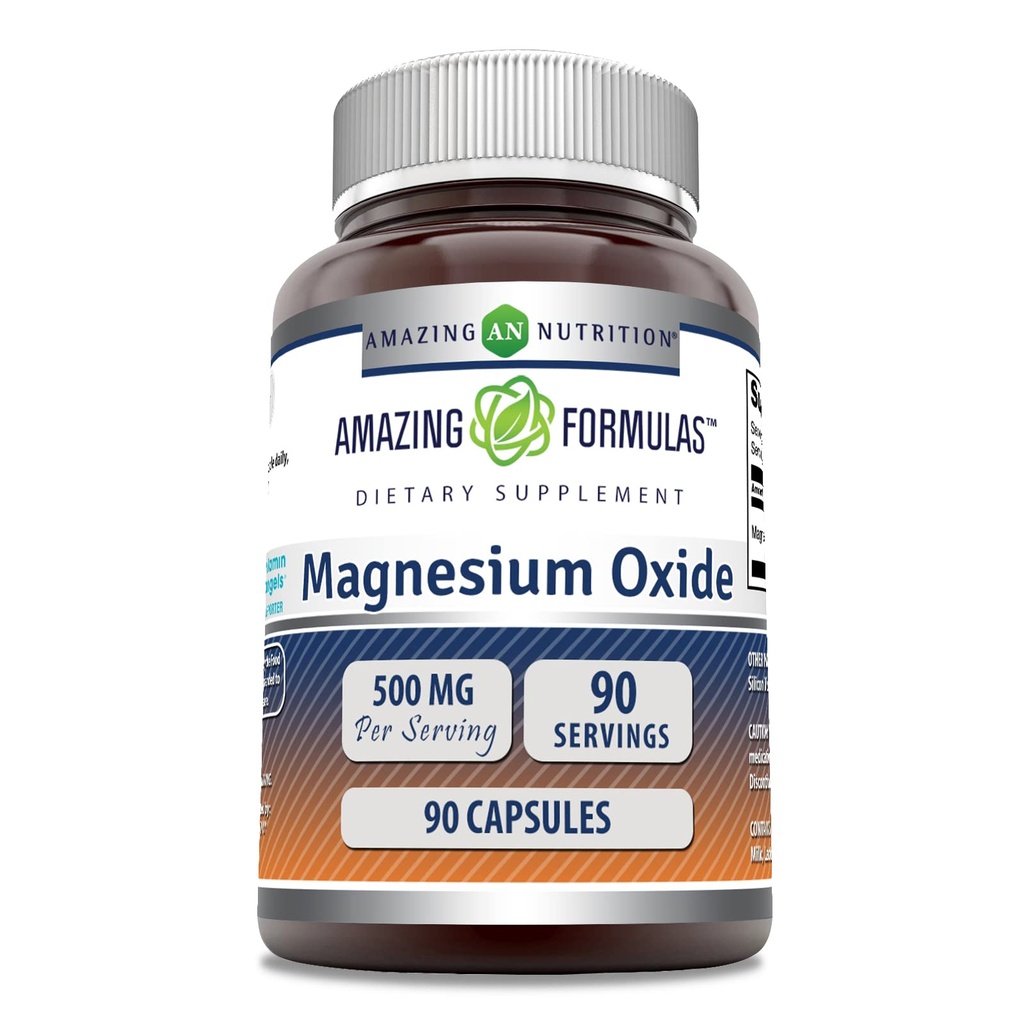 Amazing Formulas Magnesium Oxide Supplement | 500 Mg per Serving | 90 Capsules | Non-GMO | Gluten-Free | Made in USA