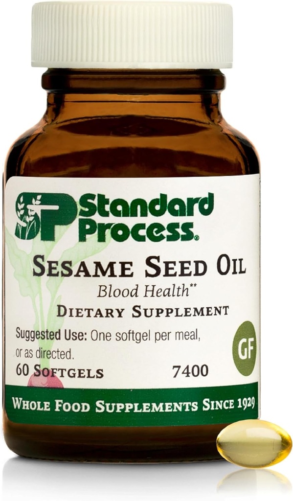 Standard Process Sesame Seed Oil - Whole Food Antioxidant, Healthy Blood, Immune Support Supplement, Liver Support and Liver Supplement with Sesame Seed Oil - 60 Softgels