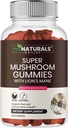 MINATURAUX Super Gommies de Champignons pour Adultes, Supplément de Champignons 10X avec/Lions Mane, Soutiens Cerveau et système immunitaire Santé, Pas plus de pilules et capsules