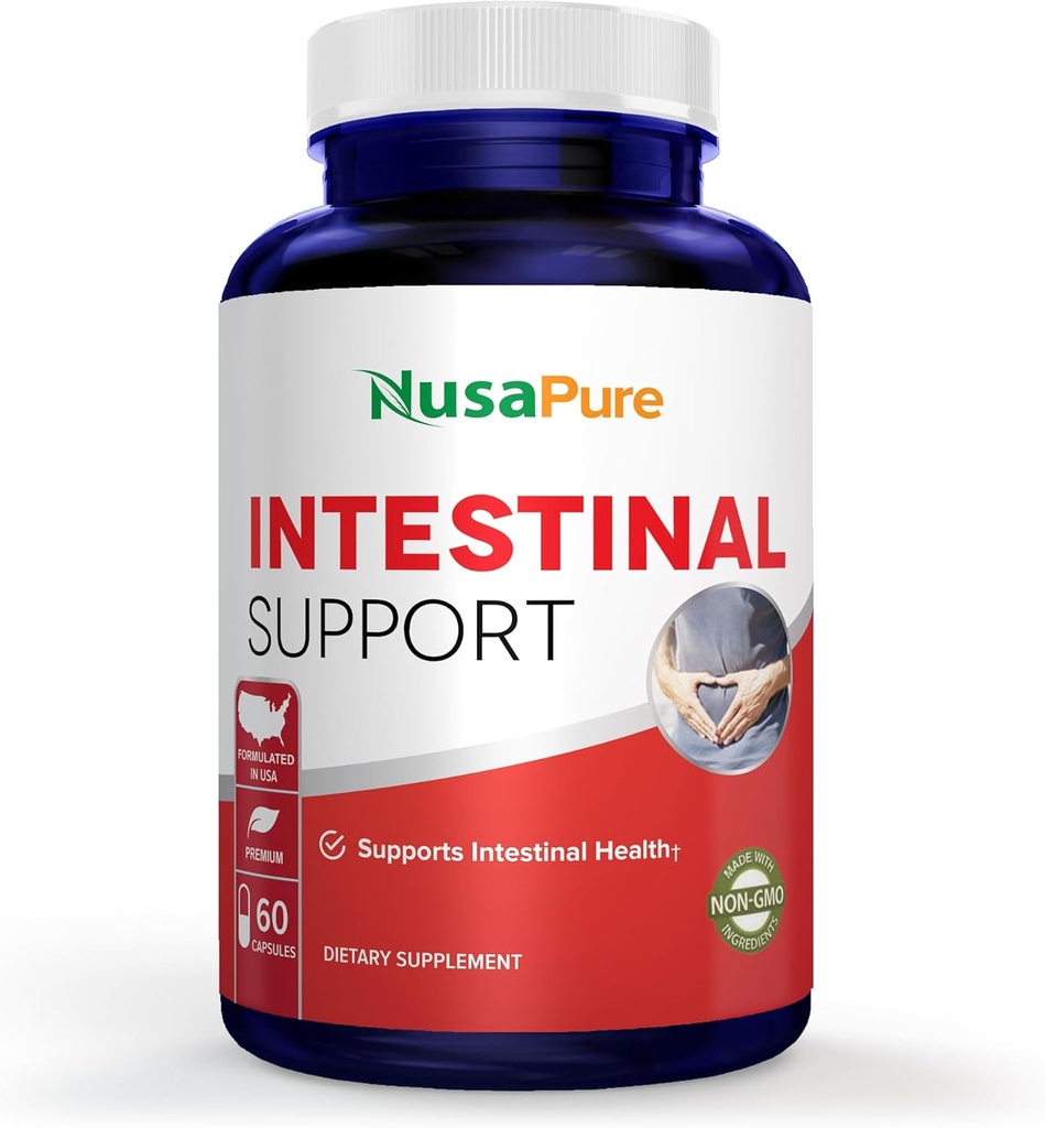 NusaPure Intestinal Support for Humans (Non-GMO), Wormwood, Garlic, Black Walnut Hull, 60 Capsules