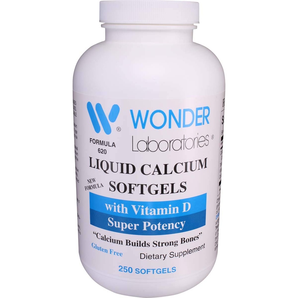 Laboratoires Wonder Calcium liquide Softgels de w/Vitamine D3 Super puissance