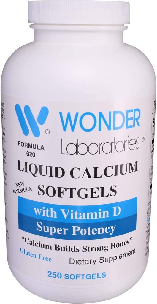 Laboratoires Wonder Calcium liquide Softgels de w/Vitamine D3 Super puissance
