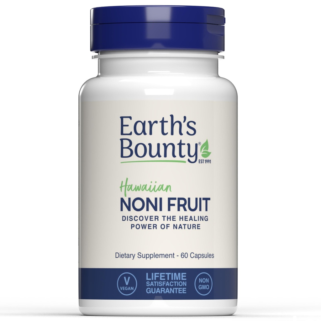 Bounty de la Terre Hawaïen Noni Capsules de fruits - 60 capsules de légumes - Système immunitaire sain et soutien sanitaire conjoint - 100% naturel et pur Noni - Végétarien