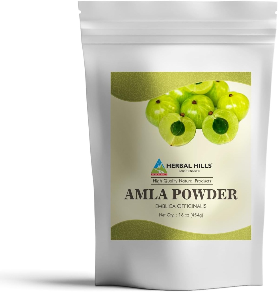 HERBAL HILLS Amla Powder 454 GMS Emblique indienne de gooseberry Officinalis riche en antioxydant (16 Once Pack of 1)