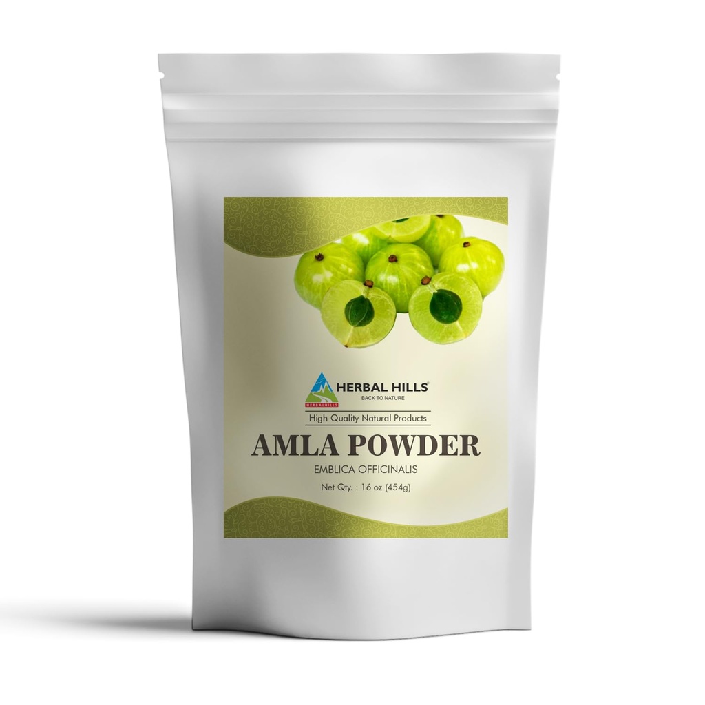 HERBAL HILLS Amla Powder 454 GMS Emblique indienne de gooseberry Officinalis riche en antioxydant (16 Once Pack of 1)