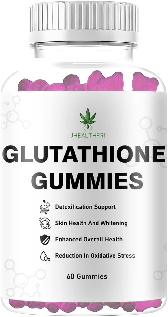 Gommies de glutathion - Supplément de blanchiment de peau pour les femmes et les hommes sans OGM Glutathion sans gluten Glumies de collagène pour les ongles de peau de cheveux Muscle et articulaire (1)