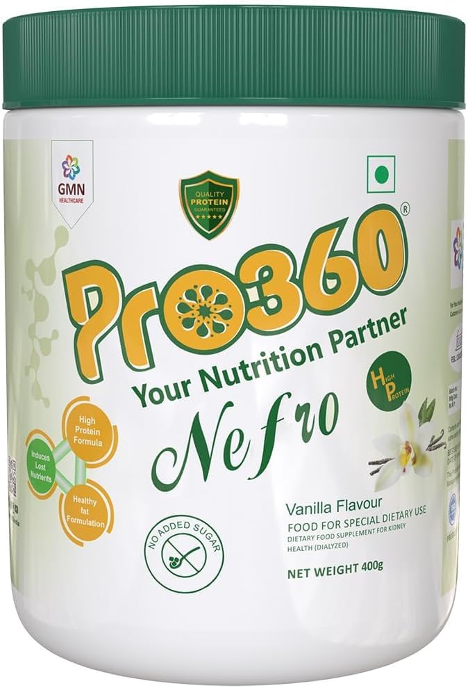 Nefr.o HP 400g (FKA Nephro) - Supplément alimentaire de soins de dialyse en poudre - Formule à haute teneur en protéines enrichie en L-Taurine, L-Carnitine pour la santé rénale/ rénale – Pas de sucre ajouté, saveur de vanille