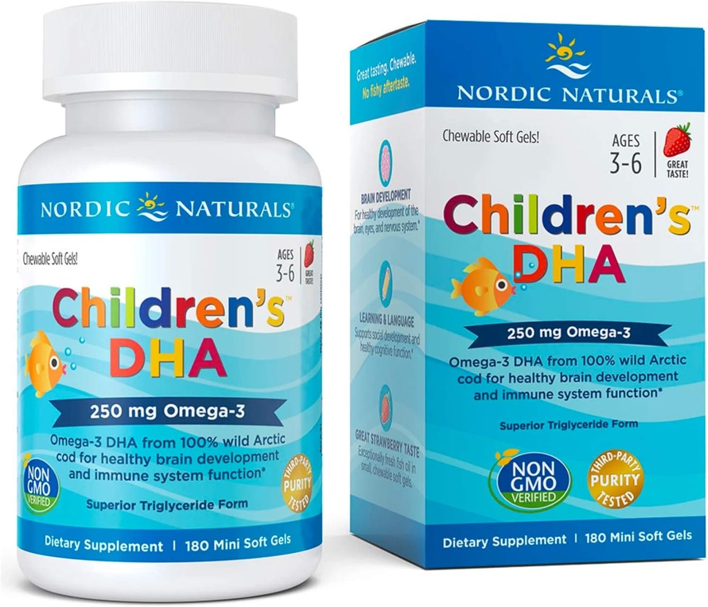 Nordic Naturals DHA pour enfants 250 mg Chewables, fraise, 180 ct