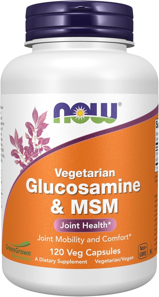 NOW Foods Supplements, Glucosamine & MSM (GreenGrown® Glucosamine), Vegetarian, 120 Veg Capsules
