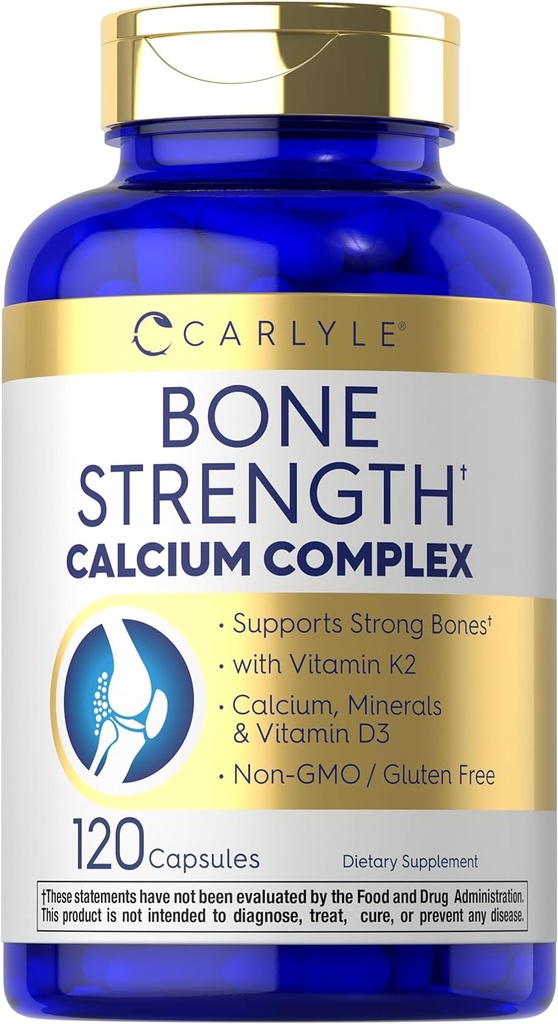 Complément complexe de calcium à base de os de Carlyle avec vitamine D3, Magnésium, K2, Zinc et Boron