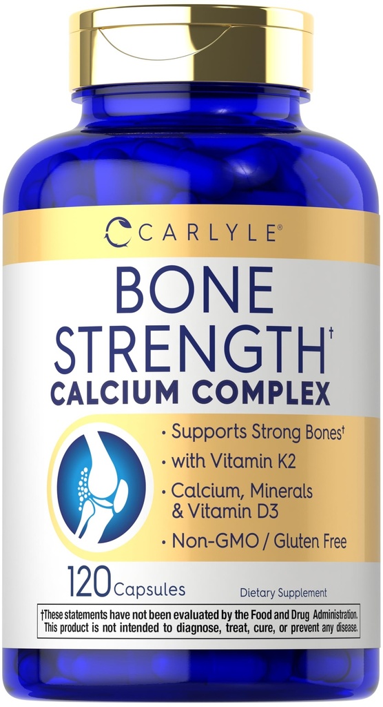 Complément complexe de calcium à base de os de Carlyle avec vitamine D3, Magnésium, K2, Zinc et Boron