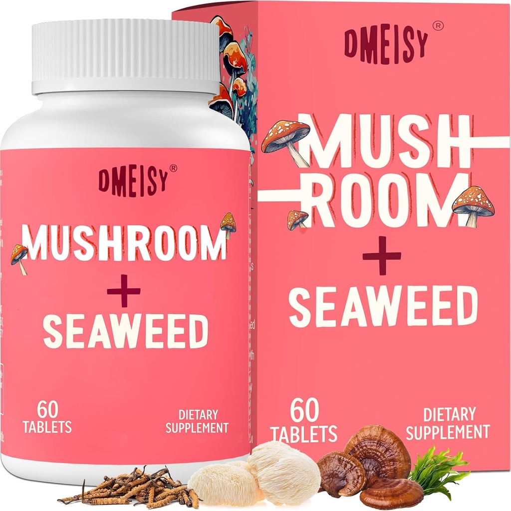Complexe de Champignons Sublingual, Supplément de Champignons 18-en-1, Lions Mane, Reishi, Turquie Tail & More - Suppléments Cerveau pour Mémoire et Focus, Suppléments Mémoire, Énergie, Mood, Immunité, 60 Comprimés