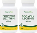 NaturesPlus Lécithine jaune d'oeuf - 600 mg, 180 capsules - Boîte de 2 - Sans soja, sans gluten - 180 portions totales