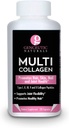 Genceutic Naturals Multi Collagen Capsules Types I, II, III, V & X - 120 Caps Veg -pour peau de cheveux saine, ongles 1500mg Non-OGM, pâturage, cage libre et sans cruauté Source libre