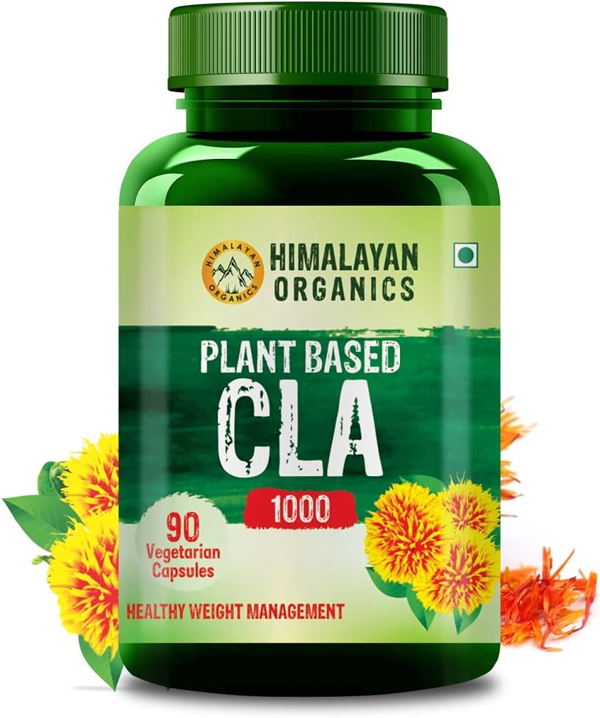 Himalayan Organics Organics Plant Based CLA 1000 Extrait d'huile de carthame Supplément brûleur de graisse d'Immunity Booster, Gestion du poids, Massure musculaire maigre