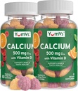 YumVs Calcium 500mg avec Vitamine D3 - Framboise et orange Flavor Calcium Vitamine D Gummies, supplément calcium à croquer pour les enfants et les adultes, Vitamine D Gummies Calcium (60 Nombre (paquet de 2))