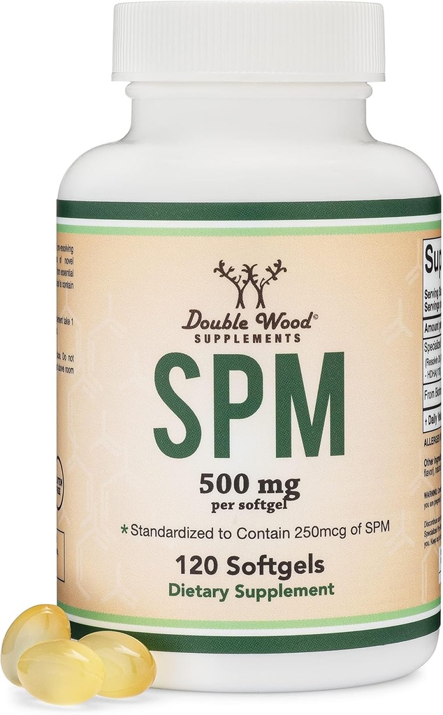 SPM Max (médiateurs pro-resolution spécialisés) 120 Softgels, 500mg (uniquement produit normalisé et tiers testés pour contenir des SPM actifs, vérifiez le tableau d'information supplémentaire) par Double Wood