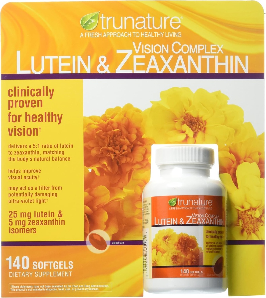 TruNature Vision Softgels Complexe Lutein et Zeaxanthin Supplément, 140 Compte