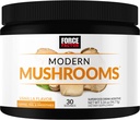 FACTEUR DE FORCE Moderne Champignons Poudre, Supplément Champignon avec Manille de Lions, Turkey Tail, & Cordyceps pour soutenir l'énergie, le focus, l'immunité et la digestion, Vanilla Flavor, 30 portions