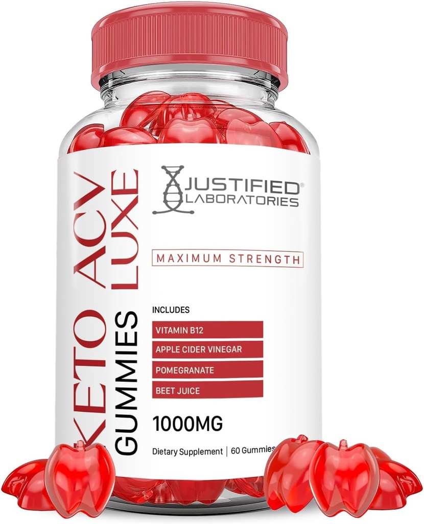 Luxe Keto ACV Gummies Formule avancée 1000MG Luxe Keto Gummies Vinaigre de cidre de pomme formulé avec du jus de betterave de grenade poudre B12 Vegan Non OGM 60 Gummys