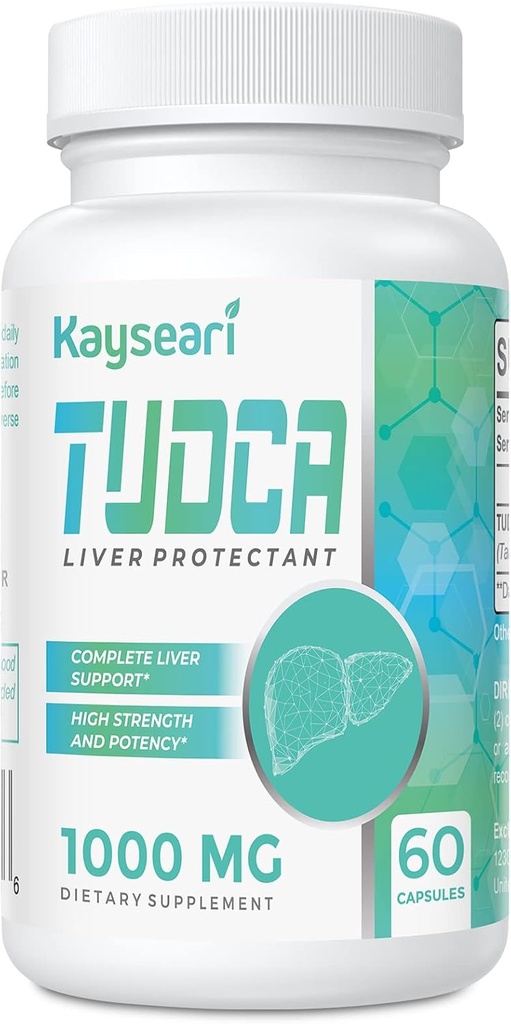 TUDCA Bile Salts Supplement 1000mg - 60 Veggie Capsules,Liver Support Supplement for Detox Cleanse,Gelatin Free
