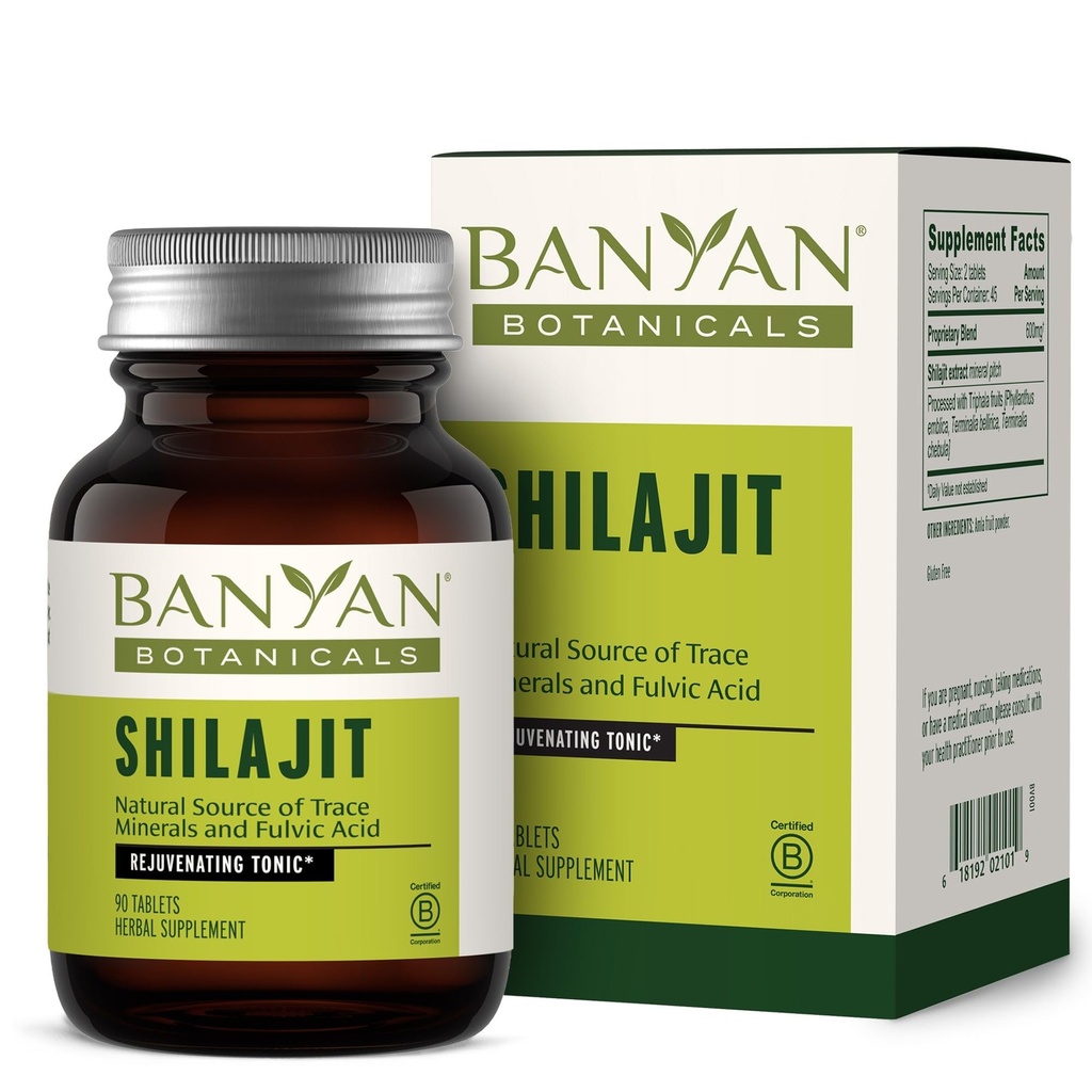 Banyan Botanicals Shilajit – Emplacement minéral biologique et durable – Supplément de Shilajit minéral pour la désintoxication naturelle et le vieillissement en santé* – 90 comprimés – Vegan non issu d'OGM