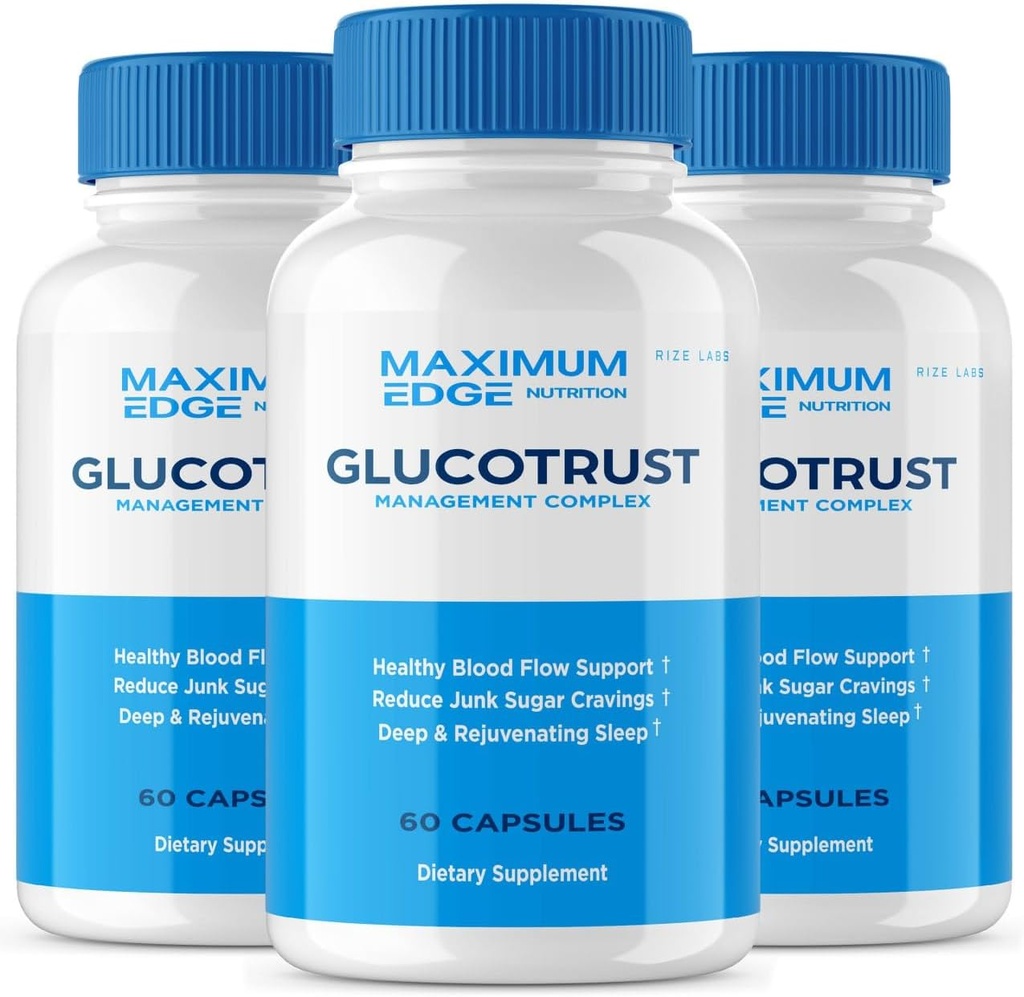 labs - Glucotrust Supplement Capsules, Pilules de Formule Avancée, Balance Edge Original Support Extra Strength, Natural, Vegan, 3 Pack (180 Capsules)