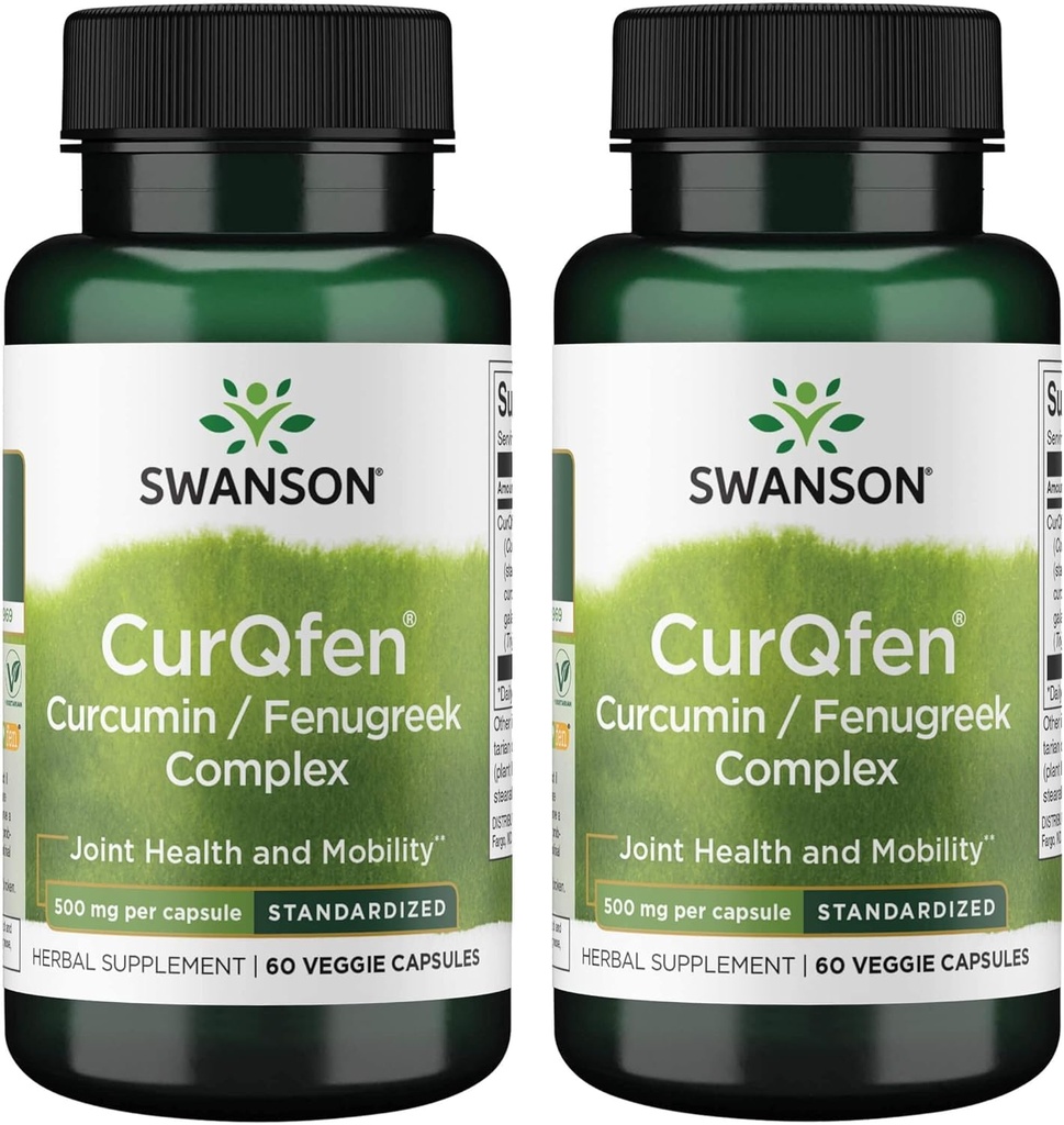 Swanson Controlled Release Curqfen Curcumin/Fenugreek Complex 60 Veg Capsules (2 Pack)