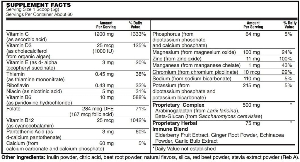 BariatricPal Immunolyte Fizz avec 1200mg Vitamine C Plus D3, Zinc et Elderberry - Immune Support & Electrolyte Recovery! - Berry