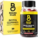 The Beard Club Biotin Beard Growth Vitamin Gummies - Hair Supplement for Men - Vitamins B12, E, & C to Support a Thicker Fuller Looking Facial Hair - Strawberry Gummy