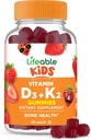 Enfants vivants Vitamine D3 K2 Gummées $ 1000iu D3 et K2 100mcg $ Great Tasting D3 et K2 Suppléments $ pour la santé osseuse et l'immunité $ VIT D3 K2 pour les enfants $ 60 Gummées