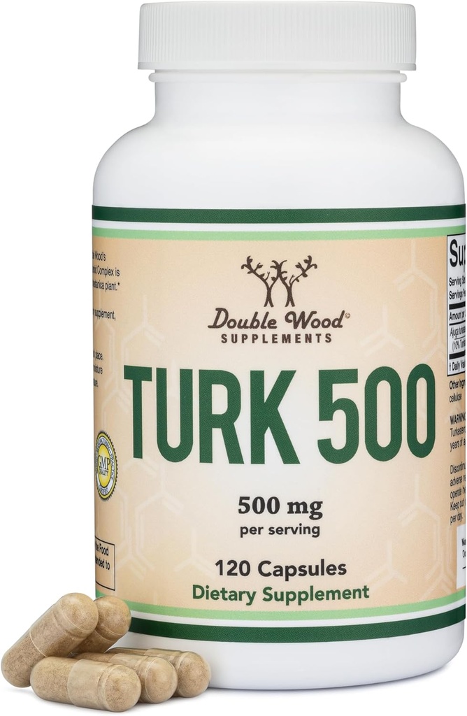 Turkestérone Supplément 500mg, 120 Capsules (Ajuga Turkestanica Extract Std. à 10% Turkestérone) Similaire à Ecdysterone pour le soutien de la santé des hommes (Fabriqué et testé aux États-Unis) par Double Wood