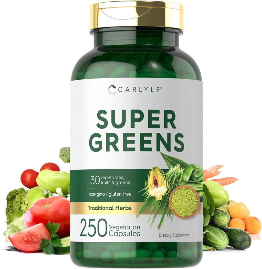 Carlyle Super Greens Capsules de 250 Count.