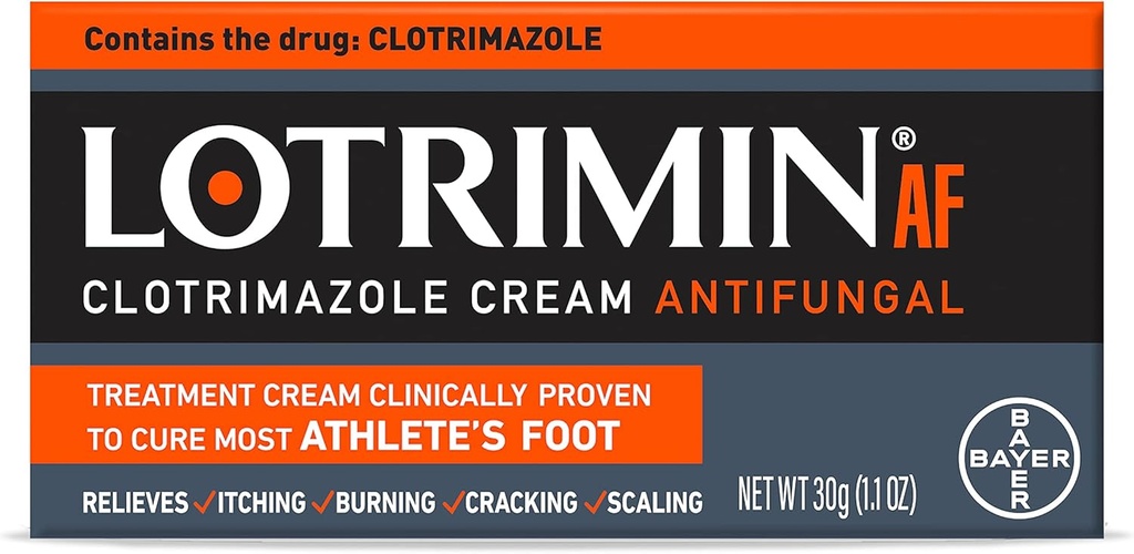 Crème de Lotrimin AF : Traitement antifongique au clotrimazole à 1% du pied de l'athlète, cliniquement prouvé efficace, 1,1 Once (New Look)