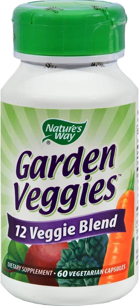 Natures Way Garden Veggies 12 Veggie Blend 60 Capsules végétariennes, boîte de 3 bouteilles