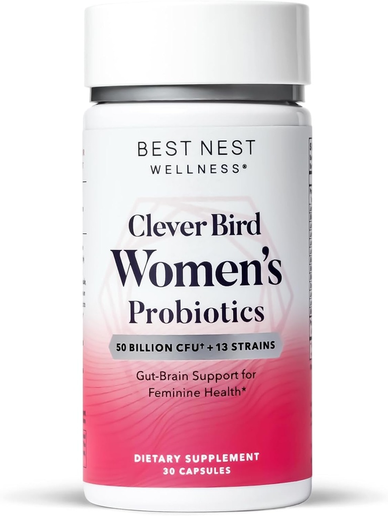 Meilleurs probiotiques Nest Wellness pour les femmes - Supplément de soutien à la santé du cerveau et des intestins - Formule avec plusieurs souches probiotiques - Supplément de soutien digestif pour les femmes - 30 capsules