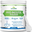 Zazzee Myo-Inositol poudre, 6 mois d'approvisionnement, 183 portions, 2000 mg par portion, libre Scoop pour la posologie exacte, 12.91 Ounces, 100% pur, tout naturel Fertilité et soutien de la reproduction, végétalien, non-OGM