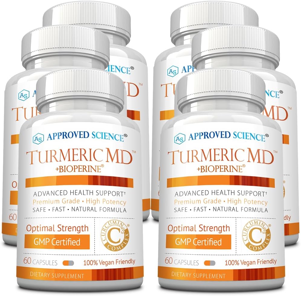 Science approuvée Turmeric MD - avec des curcuminoïdes curcuminoïdes de type BioPerine et 95% normalisés - 360 capsules (6 mois d'approvisionnement)