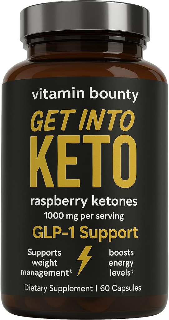 Supplément de cétones de framboises de prime vitamine Bounty - pilules de kéto pour perte de poids - encourage le soutien de la kétose et du métabolisme - Keto Diet Aid - Energy Boost pour les femmes et les hommes - 60 capsules