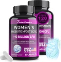 Probiotiques pour les femmes 190 milliards CFU - 10 souches et postbiotiques pour la santé immunitaire, digestive, gustative, vaginale et urinaire, équilibre PH- soutient la constipation occasionnelle, gaz et ballonnement, 120 capsules