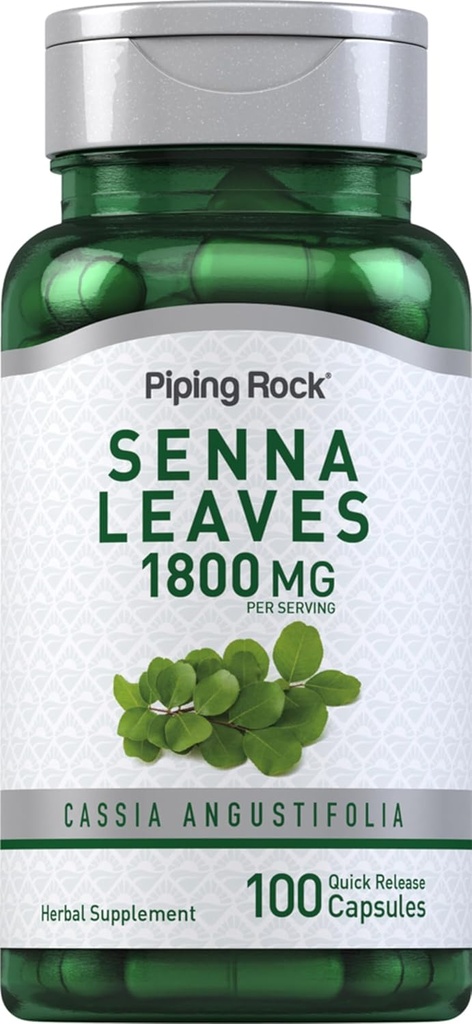 Piping Rock Senna Leaves Capsules 1800 mg | 100 Count | Non-GMO, Gluten Free Supplement