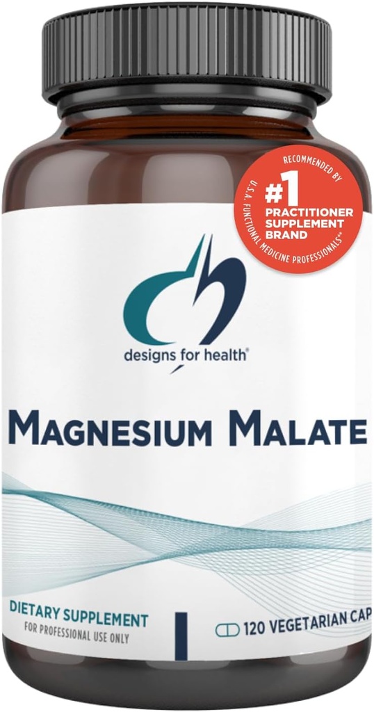 Conceptions pour la santé Magnésium Malate - Magnésium chélaté en Di Magnésium Malate - Forme hautement biodisponible pour soutenir l'énergie, la santé osseuse + la récupération musculaire (120 Capsules de magnésium Malate)