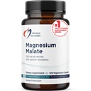Conceptions pour la santé Magnésium Malate - Magnésium chélaté en Di Magnésium Malate - Forme hautement biodisponible pour soutenir l'énergie, la santé osseuse + la récupération musculaire (120 Capsules de magnésium Malate)