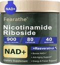 Riboside de nicotinamide liposomique - NAD+ Supplément avec Resveratrol et Quercetin - NAD Nicotinamide Riboside Resveratrol 900mg pour anti-âge, énergie, focus - 80 capsules, 40 jours d'approvisionnement
